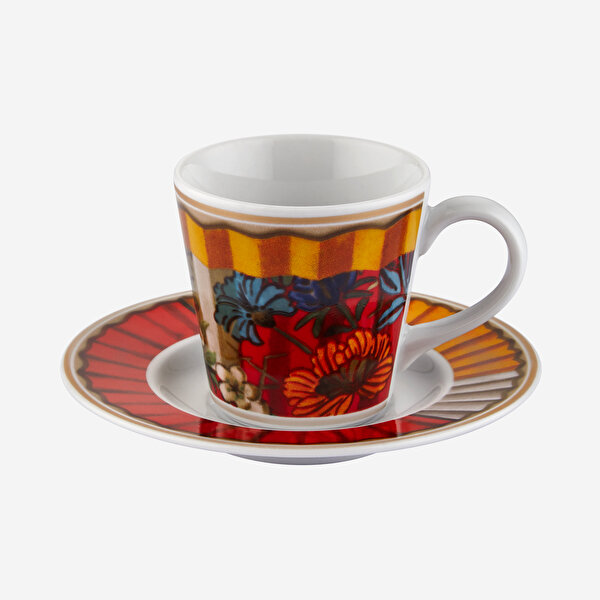 Baci Milano Ventagli Sarı Porselen Kahve Fincan Seti-2