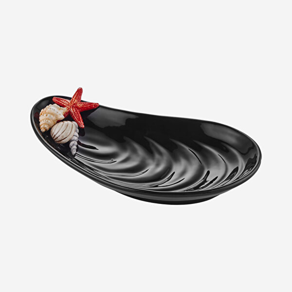 Edelweiss Italy Frutti Di Mare Siyah Porselen Servis Tabağı-1