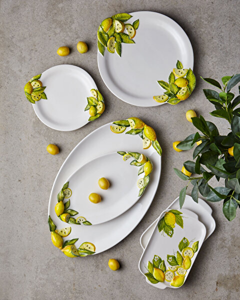 Edelweiss Italy Limoni Beyaz Seramik Servis Tabağı-1