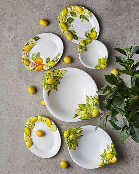 Edelweiss Italy Limone E Arancia Turuncu Sarı Seramik Servis Tabağı-1