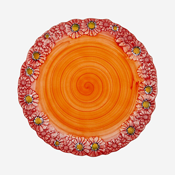 Edelweiss Italy Camomilla Kırmızı Seramik Servis Tabağı-1