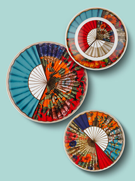 Baci Milano Ventagli Sarı Porselen Pasta Tabağı-1