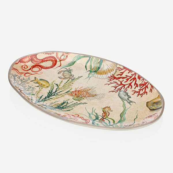 Rose & Tulipani Milano Sea Life Bej Melamin Servis Tabağı-4