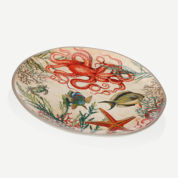 Rose & Tulipani Milano Sea Life Bej Melamin Servis Tabağı-4