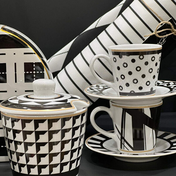 Baci Milano Optical Siyah Beyaz Porselen Şekerlik-1