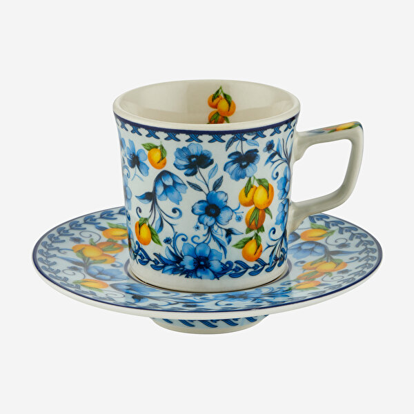 Chiara Alessi Arancia Mavi Porselen Kahve Fincan Seti-5