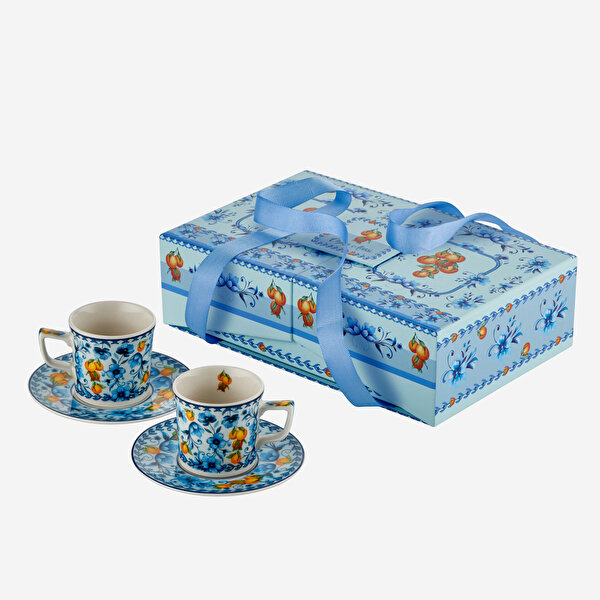 Chiara Alessi Arancia Mavi Porselen Kahve Fincan Seti