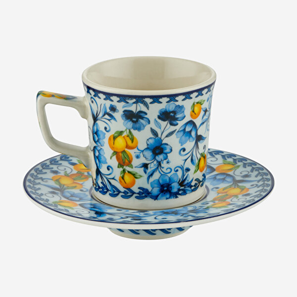 Chiara Alessi Arancia Mavi Porselen Kahve Fincan Seti-7