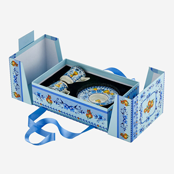 Chiara Alessi Arancia Mavi Porselen Kahve Fincan Seti-10