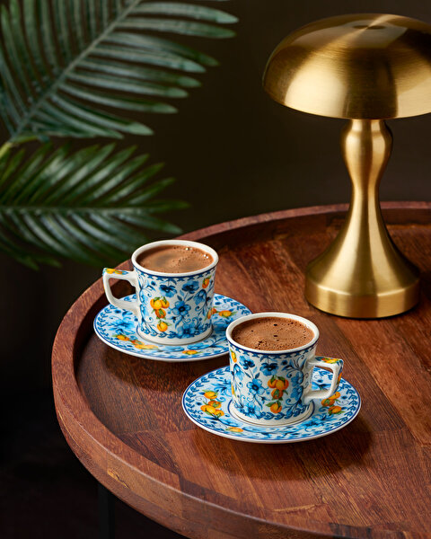 Chiara Alessi Arancia Mavi Porselen Kahve Fincan Seti-1