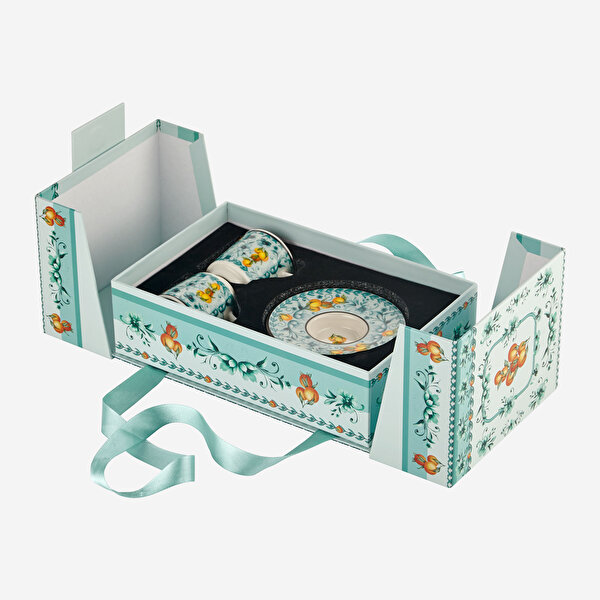 Chiara Alessi Arancia Turkuaz Porselen Kahve Fincan Seti-9