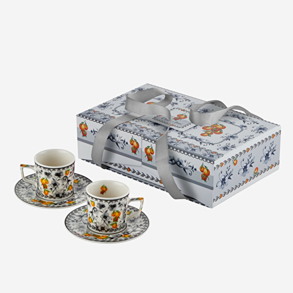 Chiara Alessi Arancia Gri Porselen Kahve Fincan Seti