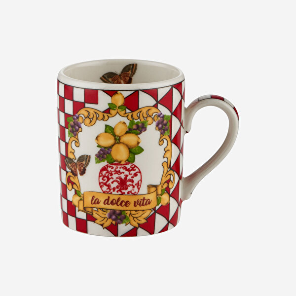 Chiara Alessi Capri Kırmızı Porselen Kahve Fincan Seti-6