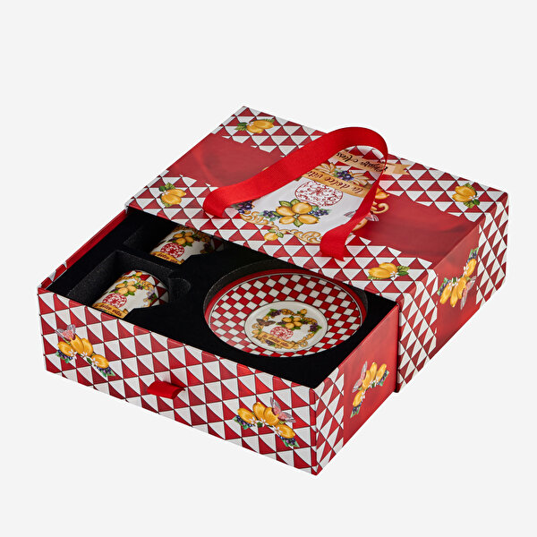 Chiara Alessi Capri Kırmızı Porselen Kahve Fincan Seti-4