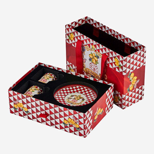 Chiara Alessi Capri Kırmızı Porselen Kahve Fincan Seti-1