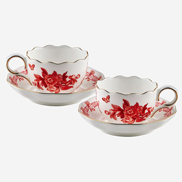 Chiara Alessi Primavera Kırmızı Porselen Kahve Fincan Seti-2