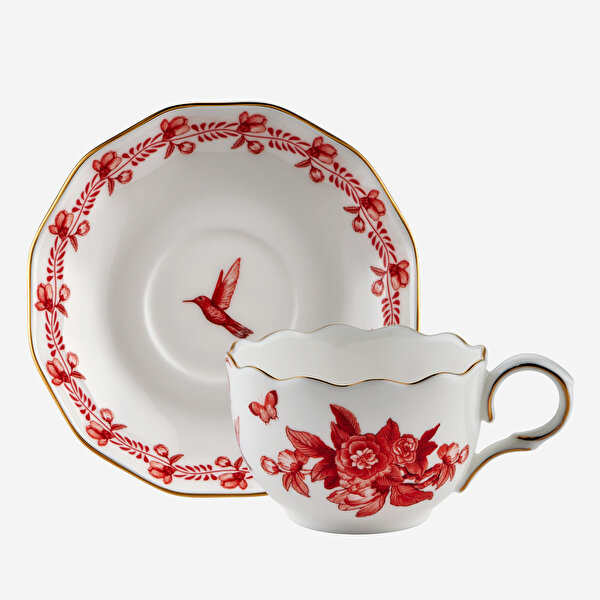 Chiara Alessi Primavera Kırmızı Porselen Kahve Fincan Seti-5