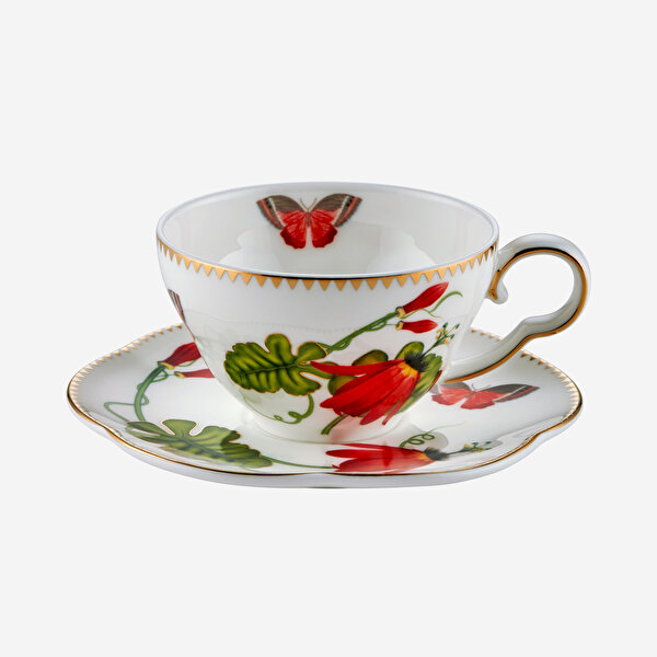 Chiara Alessi Laura Kırmızı Porselen Kahve Fincan Seti-2