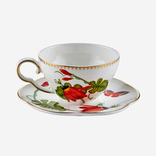 Chiara Alessi Laura Kırmızı Porselen Kahve Fincan Seti-4
