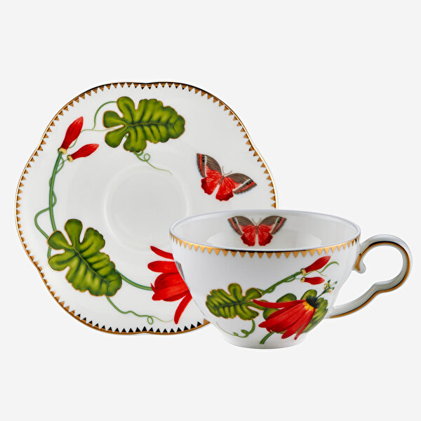 Chiara Alessi Laura Kırmızı Porselen Kahve Fincan Seti-5