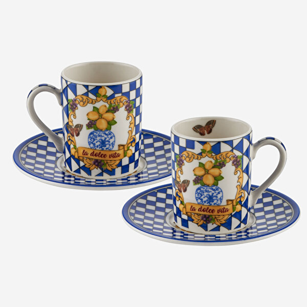 Chiara Alessi Capri Mavi Porselen Kahve Fincan Seti