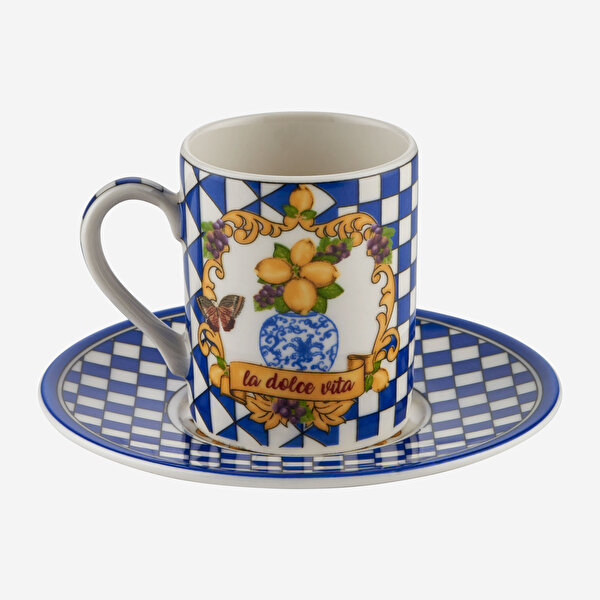 Chiara Alessi Capri Mavi Porselen Kahve Fincan Seti-3