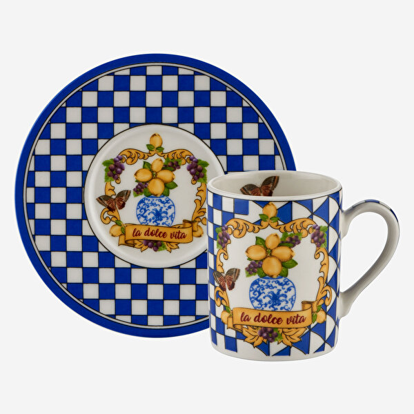 Chiara Alessi Capri Mavi Porselen Kahve Fincan Seti-5