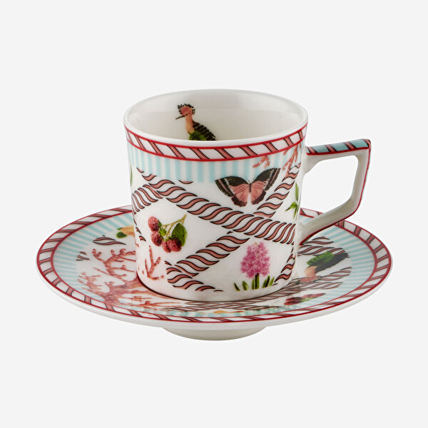 Chiara Alessi Coral Kırmızı Porselen Kahve Fincan Seti-4