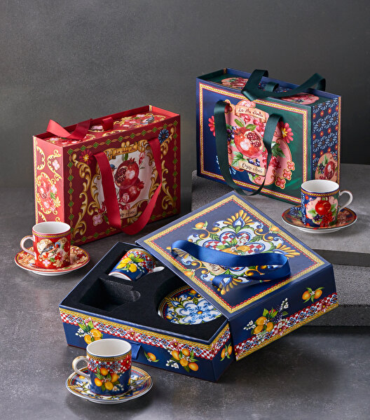 Chiara Alessi Capri Mavi Porselen Kahve Fincan Seti-1