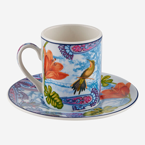 Chiara Alessi Magic Garden Mavi Porselen Kahve Fincan Seti-4