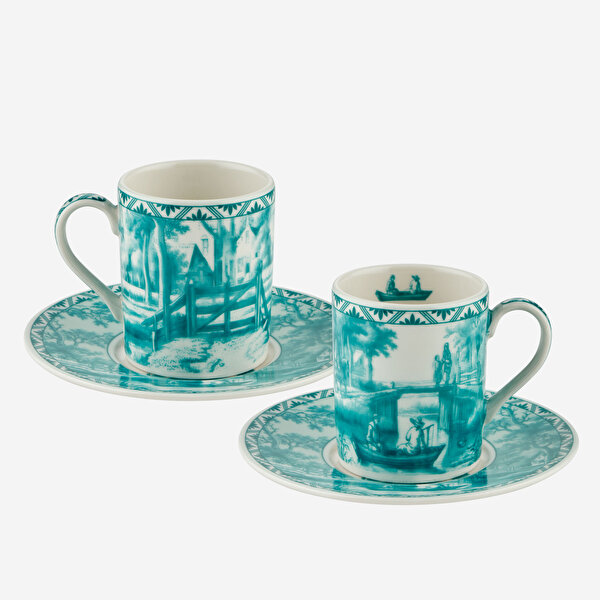 Chiara Alessi Romance Yeşil Porselen Kahve Fincan Seti-2