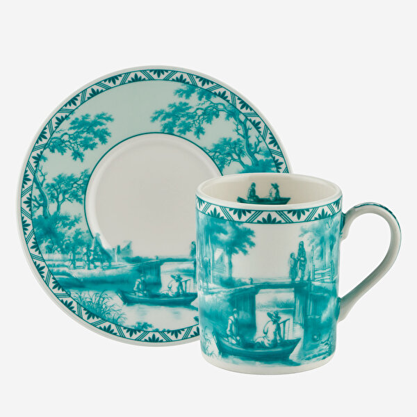 Chiara Alessi Romance Yeşil Porselen Kahve Fincan Seti-6