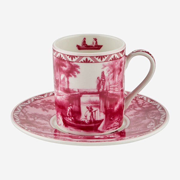 Chiara Alessi Romance Kırmızı Porselen Kahve Fincan Seti-4
