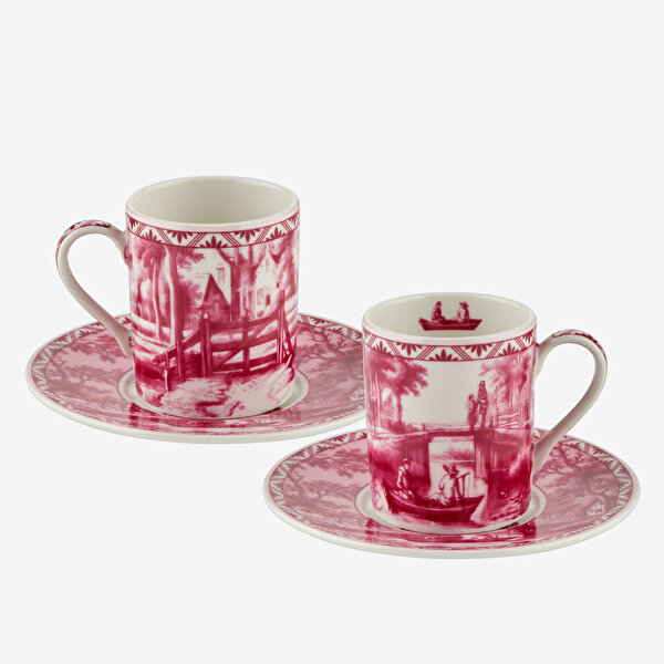 Chiara Alessi Romance Kırmızı Porselen Kahve Fincan Seti-2
