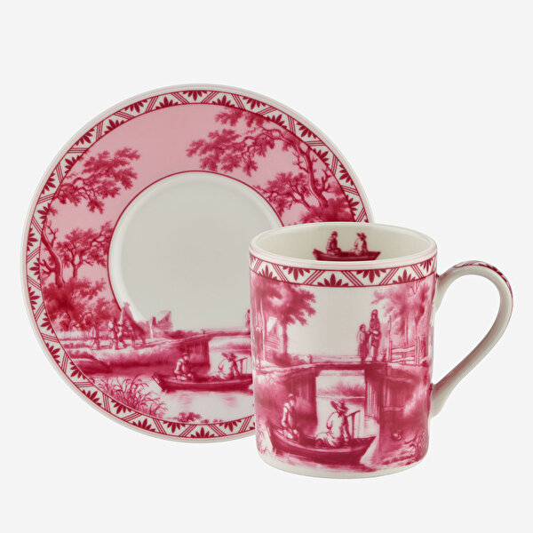 Chiara Alessi Romance Kırmızı Porselen Kahve Fincan Seti-6