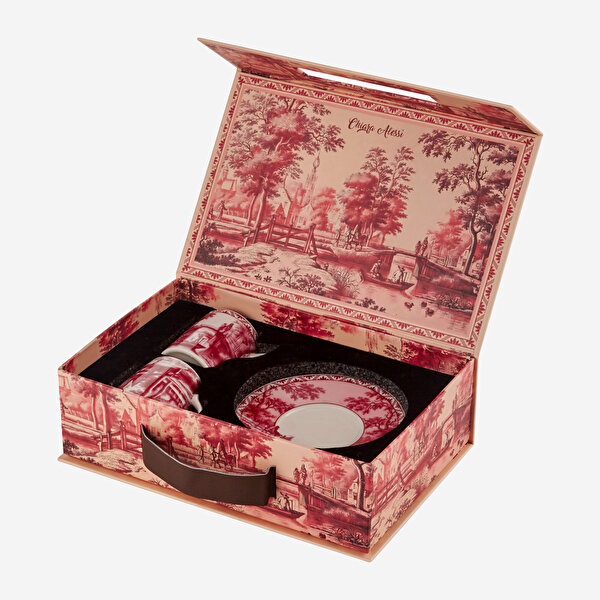 Chiara Alessi Romance Kırmızı Porselen Kahve Fincan Seti-3