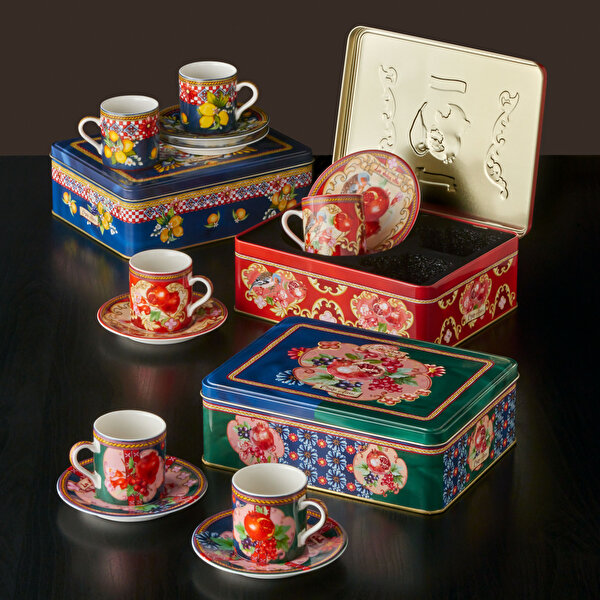 Chiara Alessi Capri Mavi Yeşil Porselen Kahve Fincan Seti-7