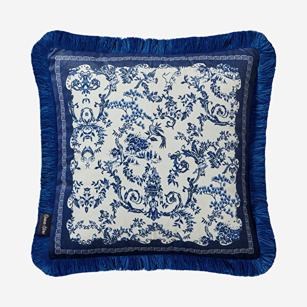 Chiara Alessi Carpe Diem Mavi Kadife Dekoratif Yastık