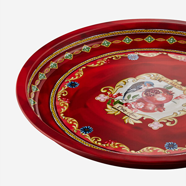 Chiara Alessi Dolce Vita Kırmızı Metal Tepsi-2