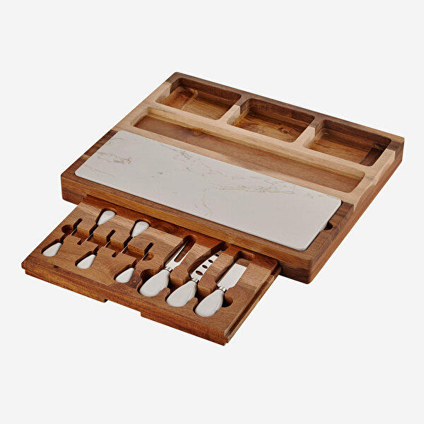 Chiara Alessi Acacia Elegance Kahverengi Ahşap Peynir Sunum Tabağı-1