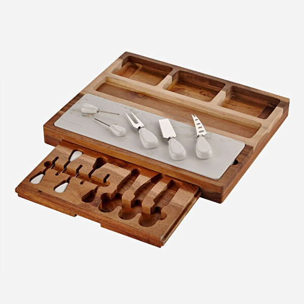 Chiara Alessi Acacia Elegance Kahverengi Ahşap Peynir Sunum Tabağı-4