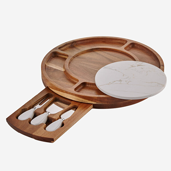 Chiara Alessi Acacia Elegance Kahverengi Ahşap Peynir Sunum Tabağı-4
