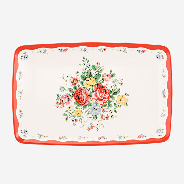 Cath Kidston Feels Like Home Kırmızı Stoneware Servis Tabağı