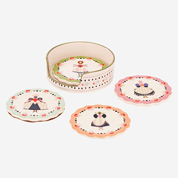 Cath Kidston Spring Birds Pembe Mantar Bardak Altlığı-1