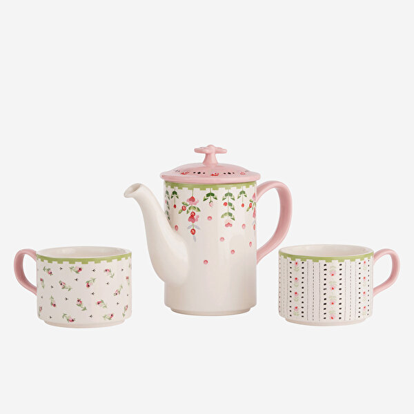 Cath Kidston Spring Birds Pembe Stoneware Çay Fincan Seti-3