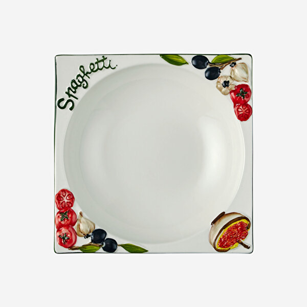 Edelweiss Italy Beyaz Seramik Makarna Tabağı
