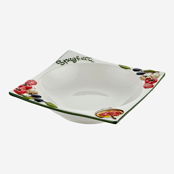 Edelweiss Italy Beyaz Seramik Makarna Tabağı-1