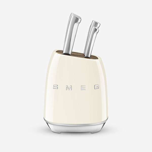 Smeg Krem Paslanmaz Çelik Standlı Bıçak Seti