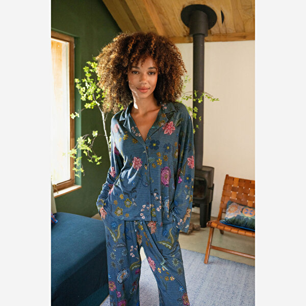 Pip Studio Belin Mavi Viscose Pantolon-7