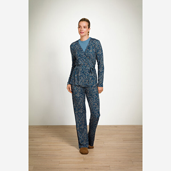 Pip Studio Blake Mavi Viscose Pantolon-6